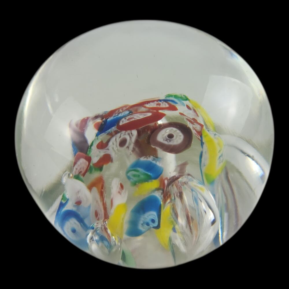 Millefiori Design Art Glass Paperweight Murano Style Handblown